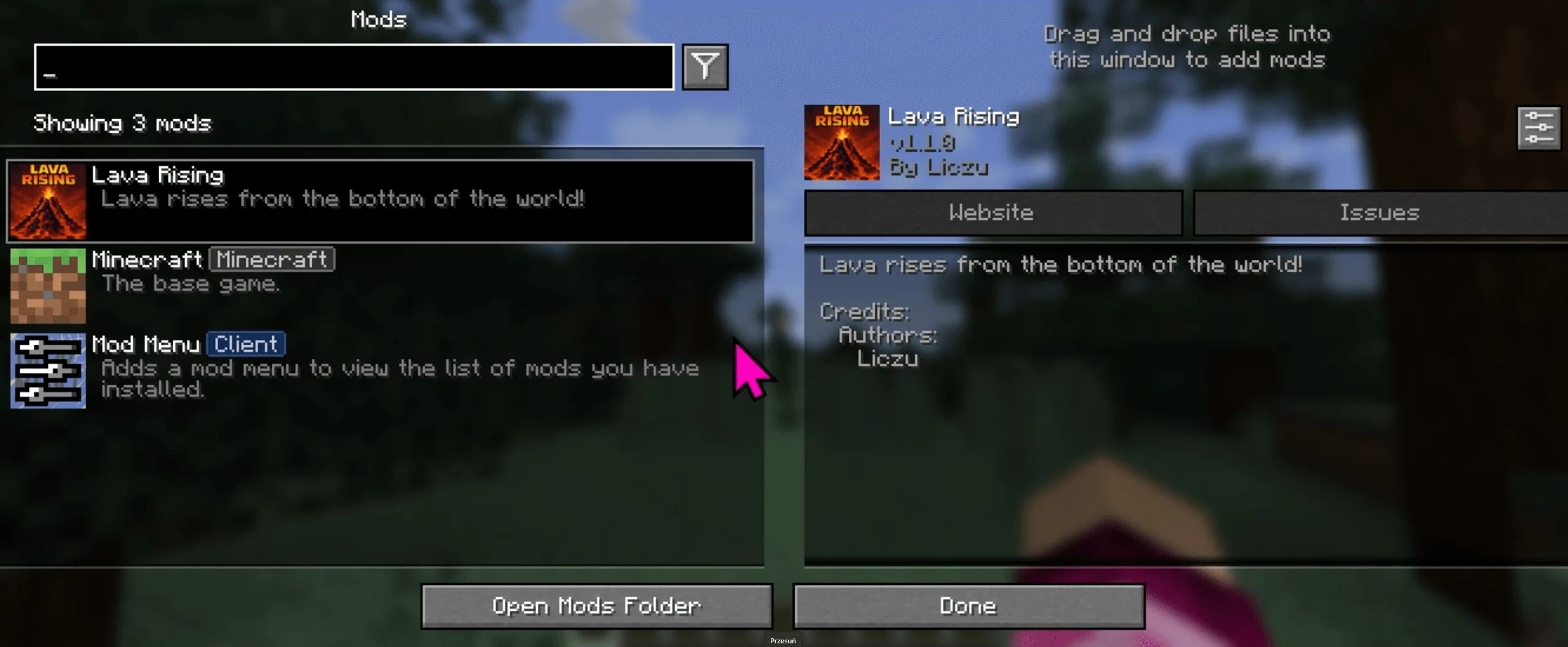 LavaRising, Моды, Minecraft