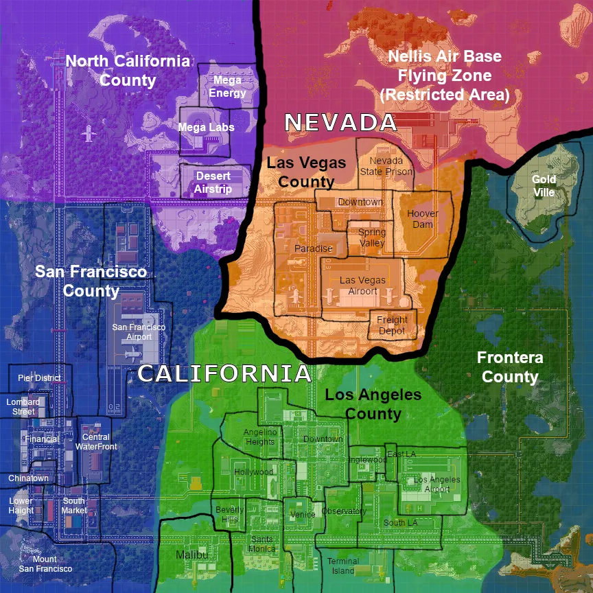 SOUTHWEST [California and Nevada], Карты, Minecraft