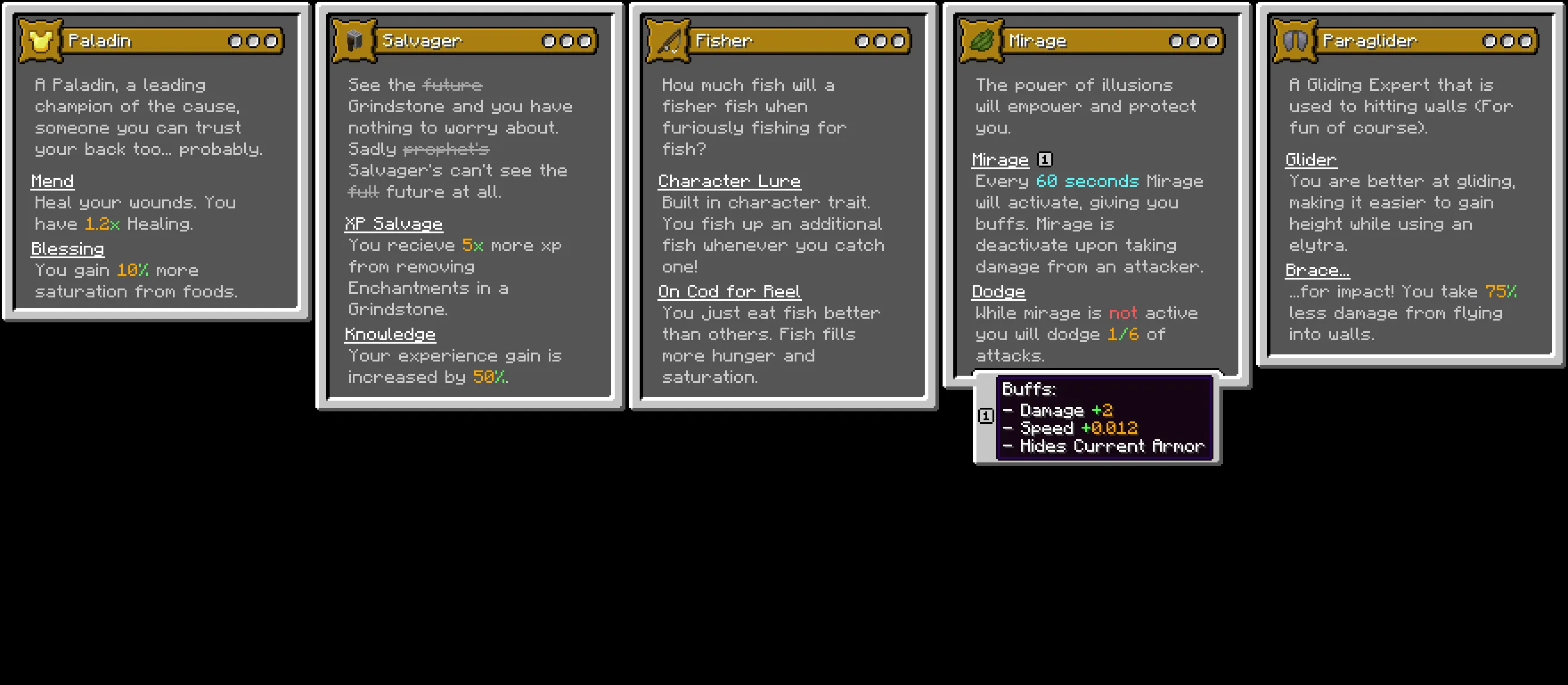 Origins: Mystic's Class Pack, Дата-паки, Minecraft