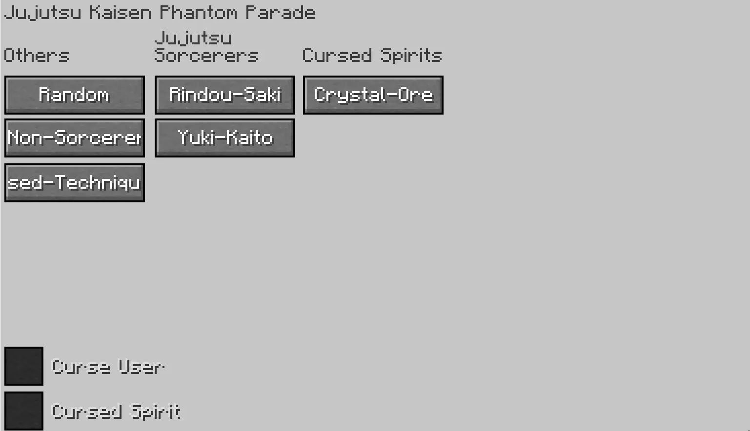 Jujutsu Craft V(JJCV), Моды, Minecraft
