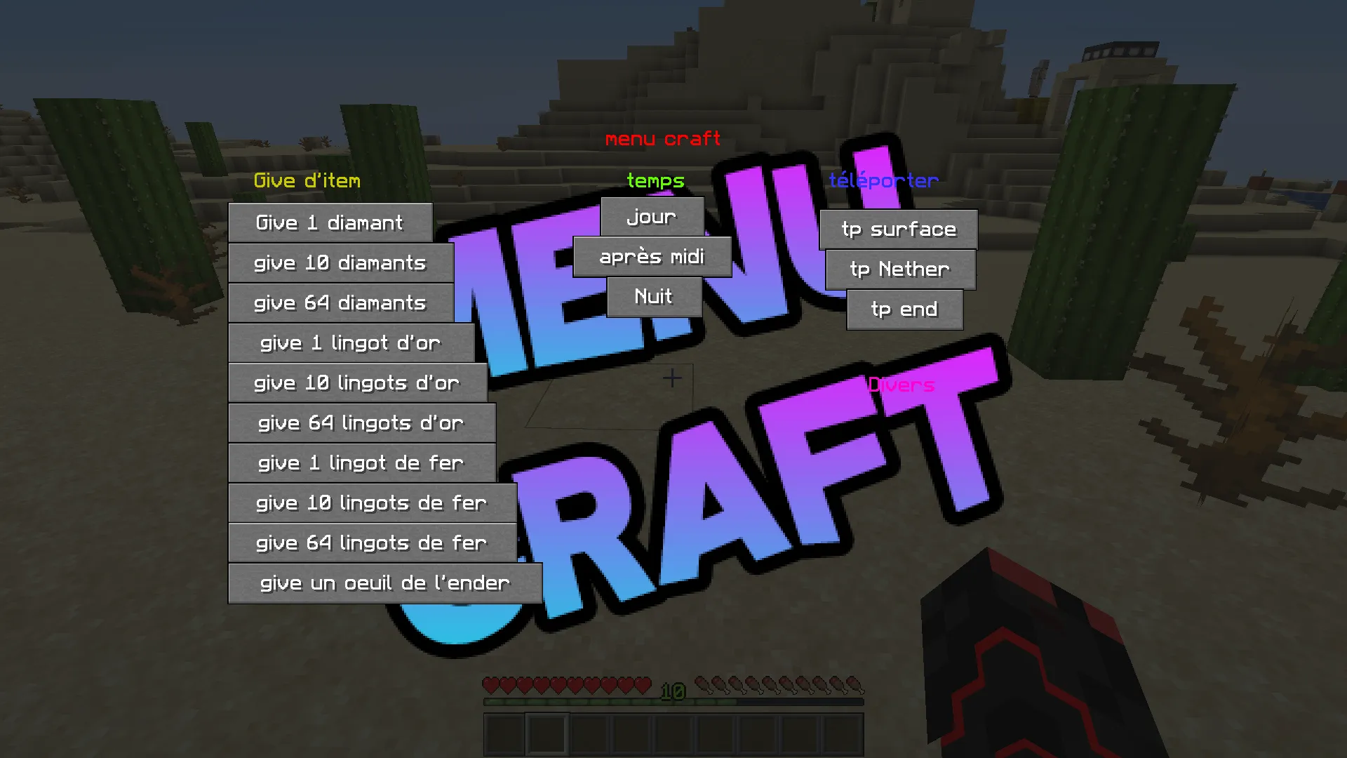 menu craft, Моды, Minecraft