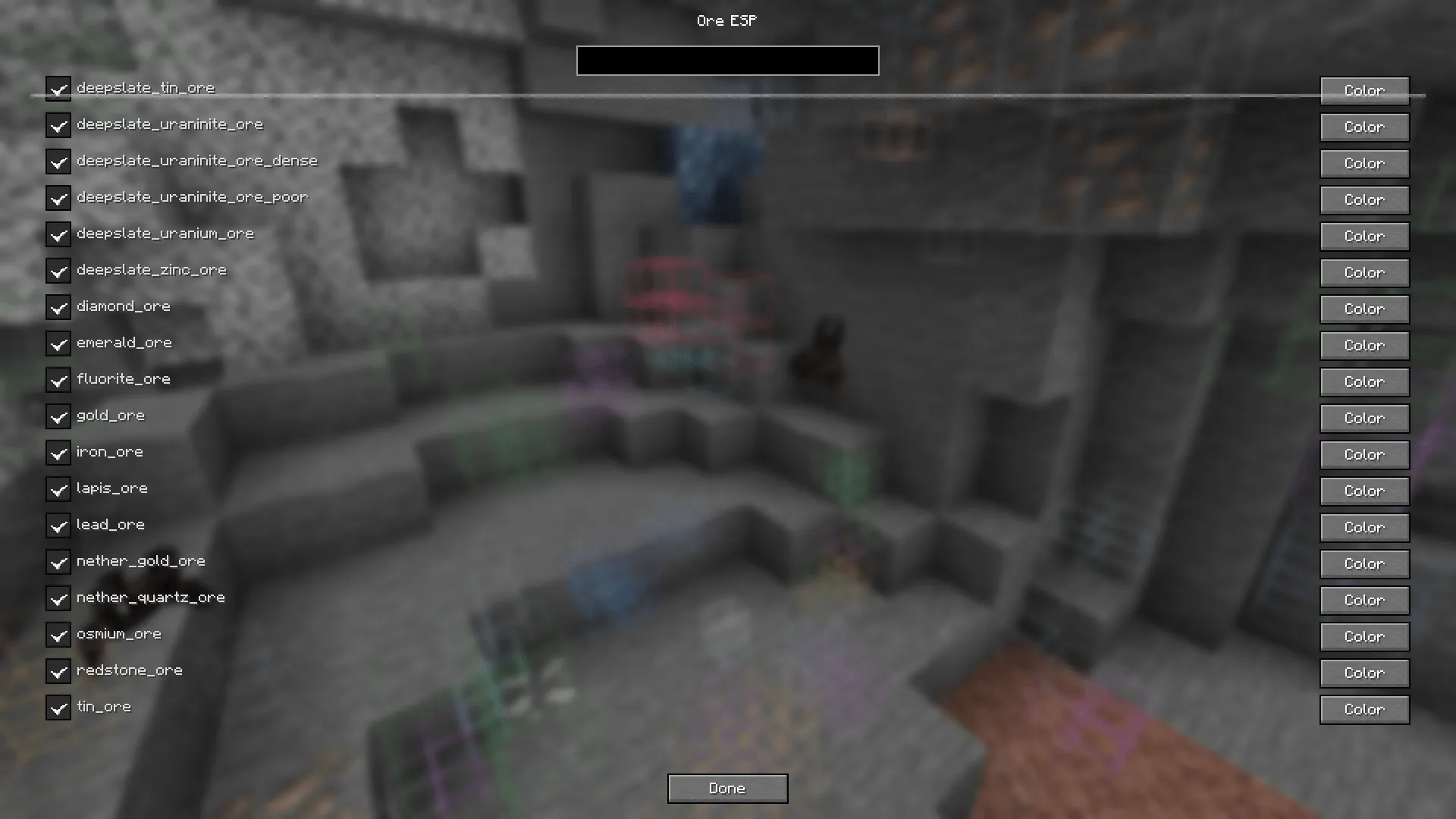 Ore Vision, Моды, Minecraft