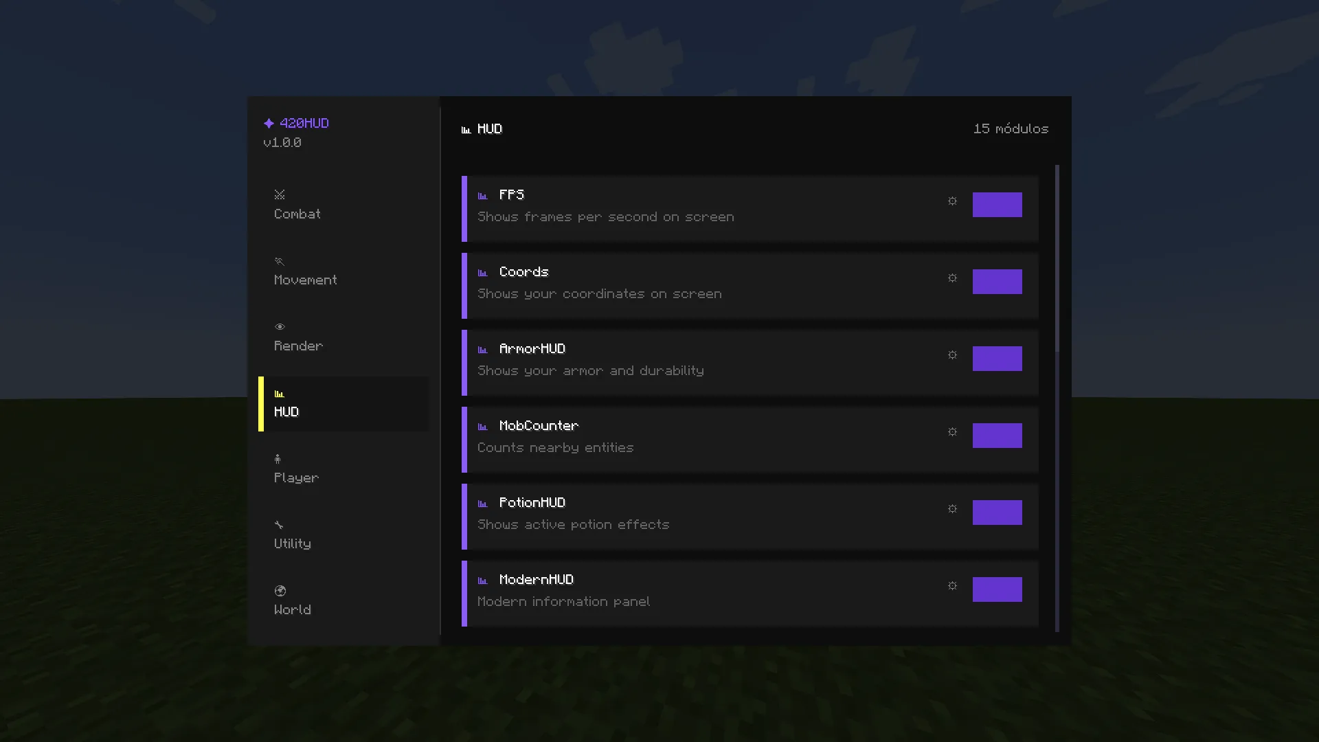 HUD420, Моды, Minecraft