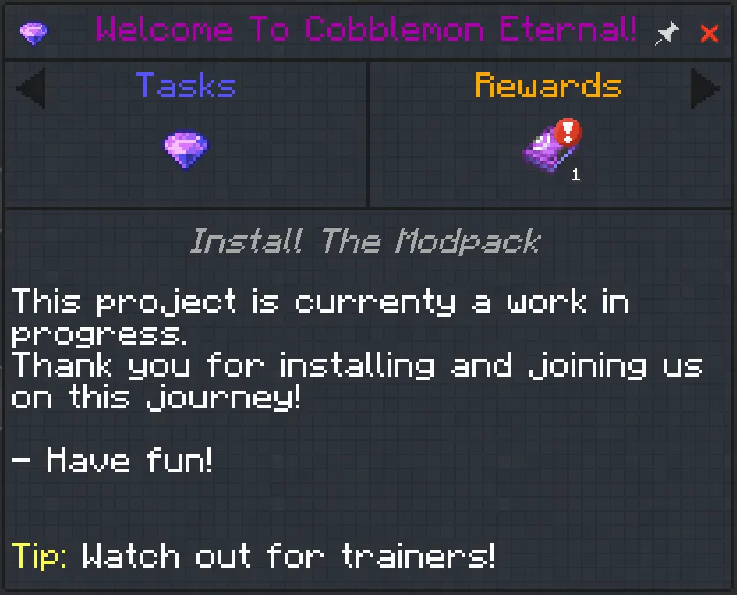 Cobblemon Eternal: The Minecraft Pokémon Experience, Модпаки, Minecraft