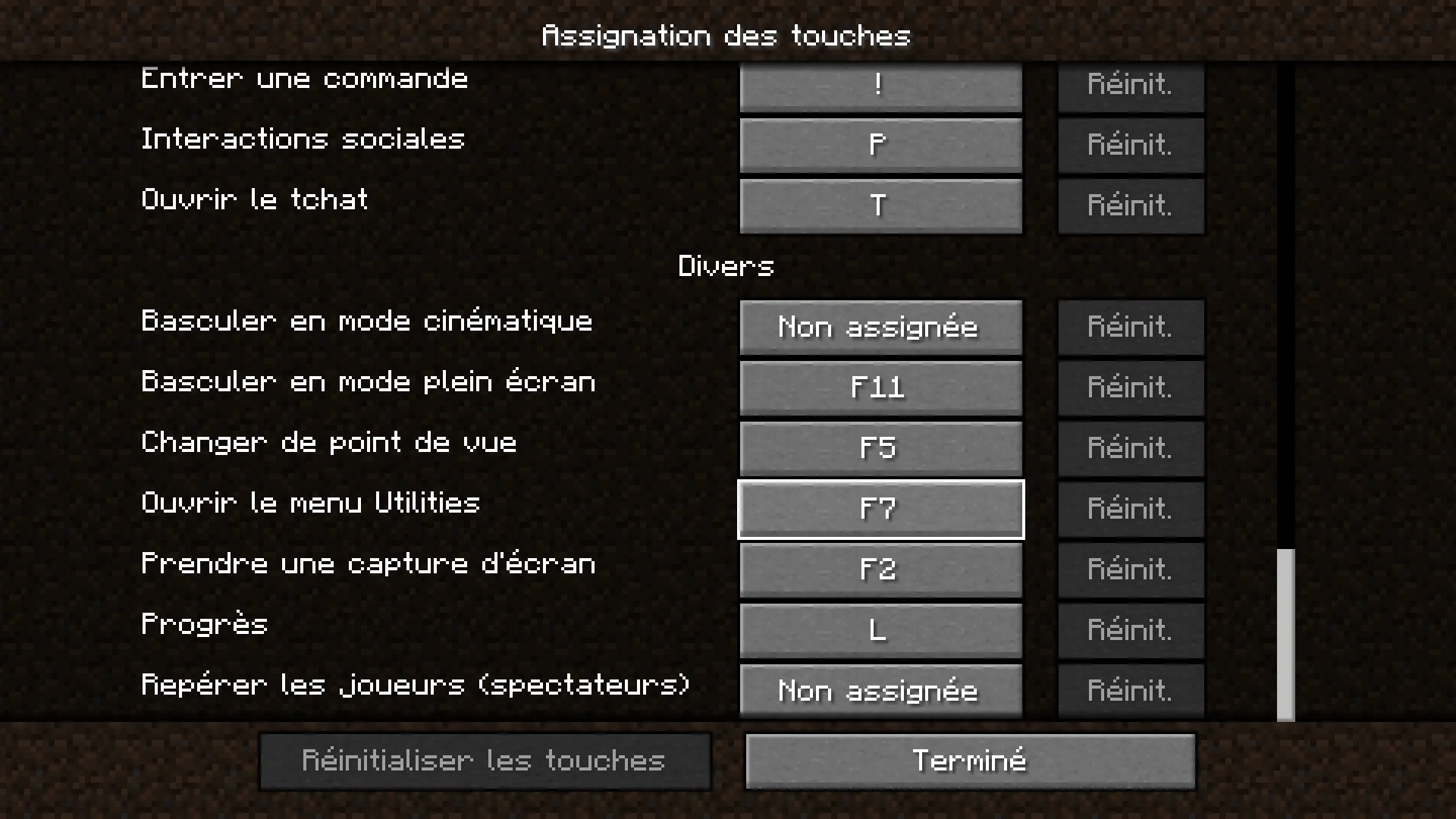 Utilities Menu, Моды, Minecraft