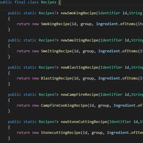 Programmatic Recipes