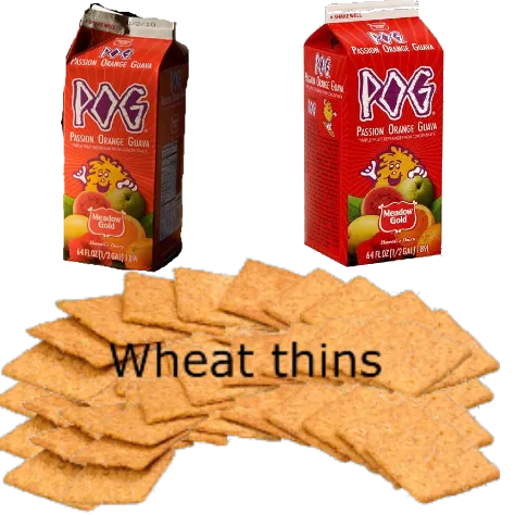 Wheat thins and pog juice