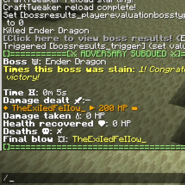 Boss Results {Data Pack}