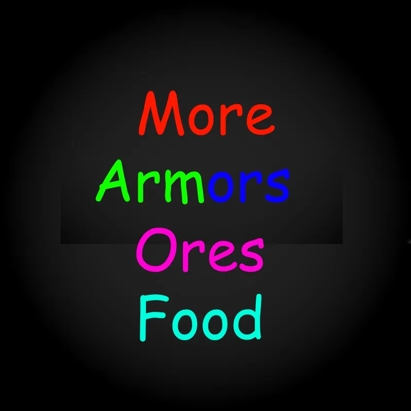 "More Armors, Ores, Food and Tools"